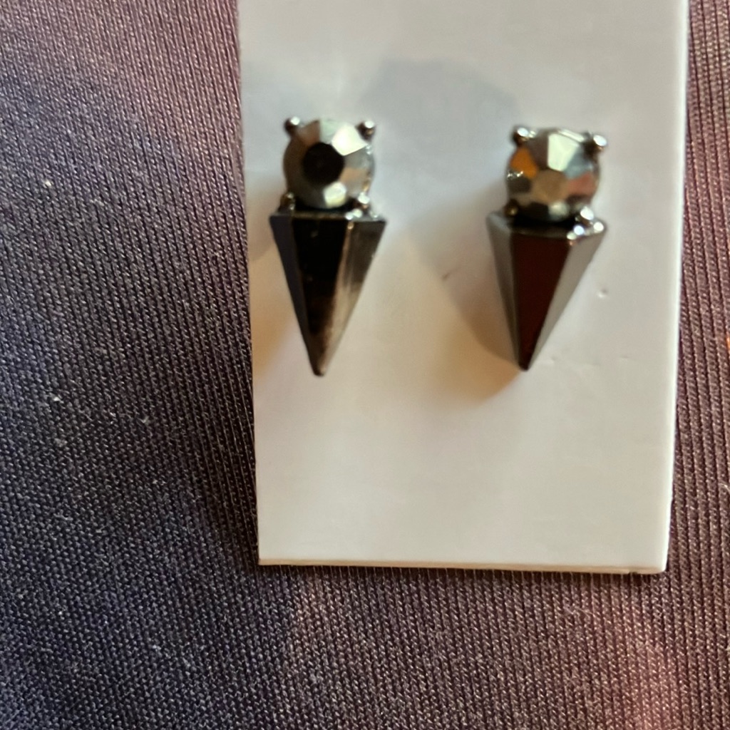 Shiny Silver Cubic Zirconia & Sharp Spike Earrings